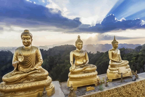 Malen nach Zahlen - 3 Große Buddha Statuen