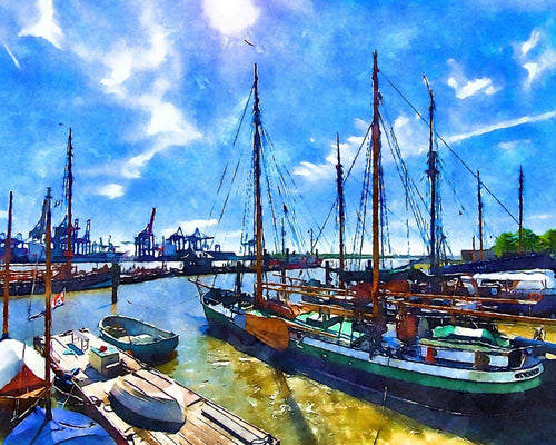 Malen nach Zahlen - An der Elbe in Hamburg - by zamart