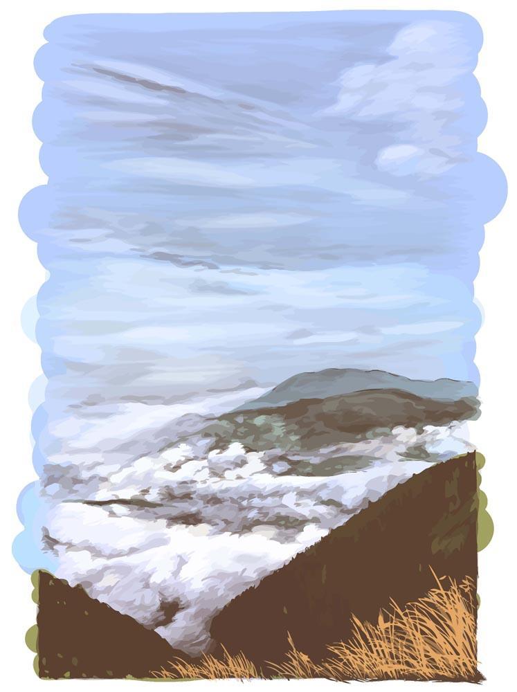 Malen nach Zahlen   Berge in den Wolken