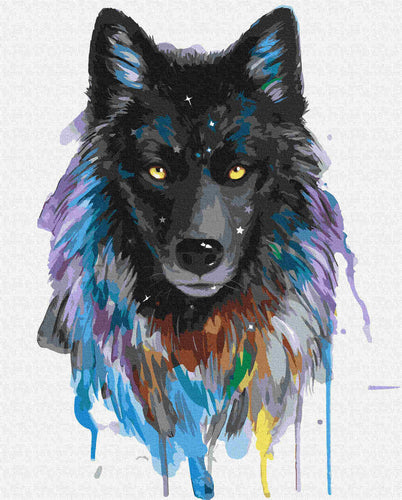 Malen nach Zahlen - Black Wolf - by Pixie Cold
