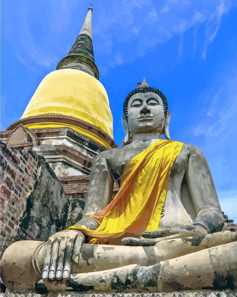 Malen nach Zahlen   Buddha Statue am Wat Yai Chaimongkol   Thailand