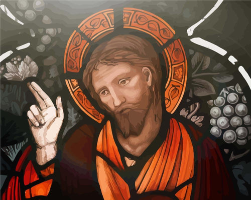 Malen nach Zahlen - Buntglas Fenster Jesus