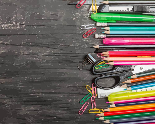 Malen nach Zahlen - Buntstifte - Back to School