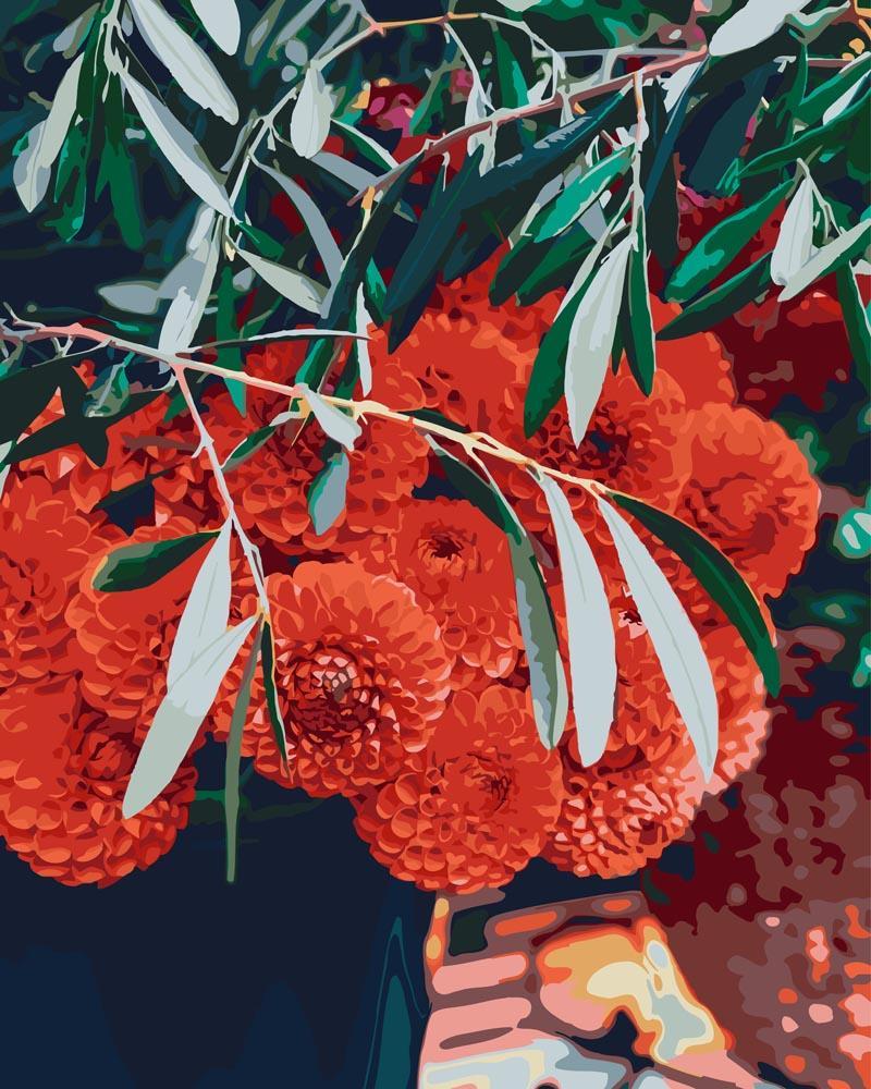Malen nach Zahlen   Dahlien Blumenstrauß