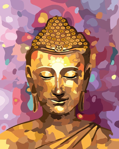 Malen nach Zahlen - Der goldene Buddha in Pink