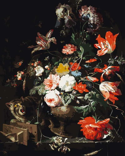 Malen nach Zahlen - Die Umgeworfenen Bouquet von Abraham Mignon