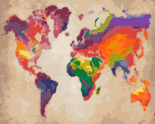 Malen nach Zahlen - Die bunte Weltkarte