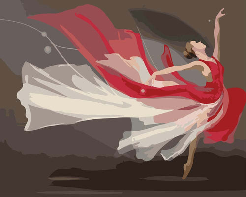 Malen nach Zahlen - Die rote Ballerina