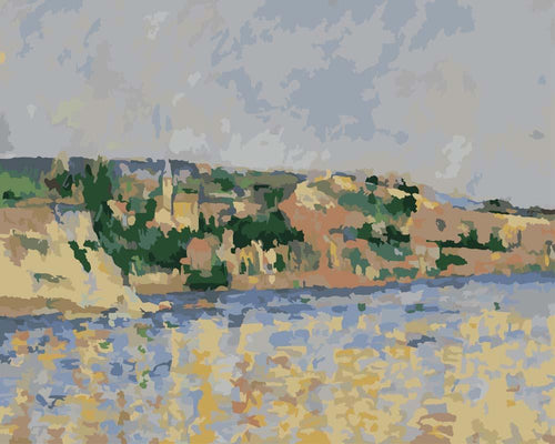 Malen nach Zahlen - Dorf am Wasserrand - Paul Cezanne