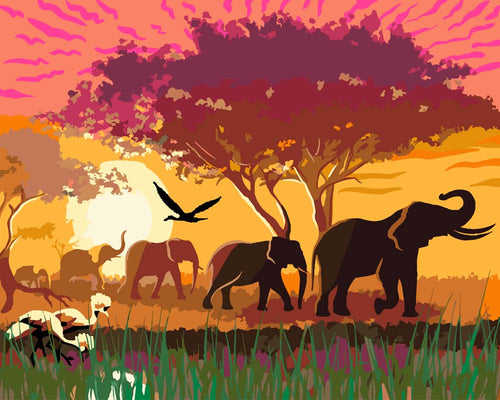 Malen nach Zahlen - Elefantenreise