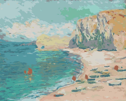 Malen nach Zahlen - Étretat Der Strand und die Falaise d’Amont - Claude Monet