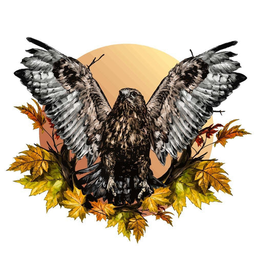Malen nach Zahlen - Falke in Herbstblätter
