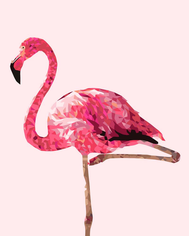 Malen nach Zahlen   Flamingo Polygon