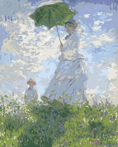 Malen nach Zahlen - Frau mit Sonnenschirm (Madame Monet und ihr Sohn) - Claude Monet