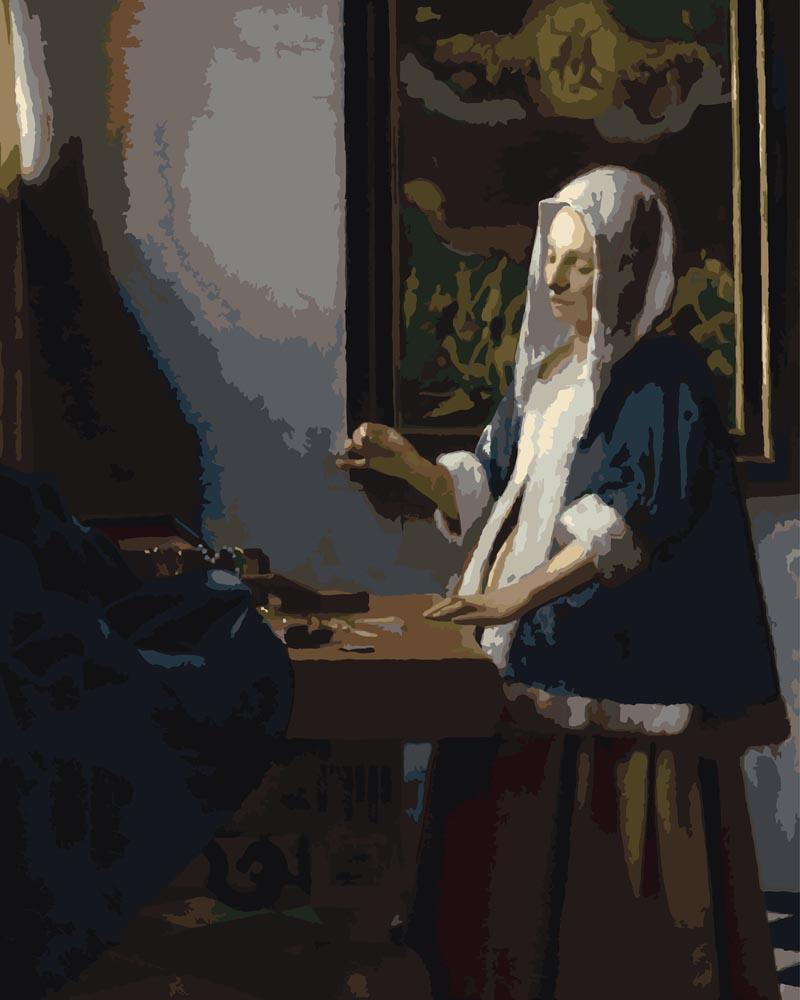 Malen nach Zahlen   Malen nach Zahlen   Frau mit Waage   Johannes Vermeer