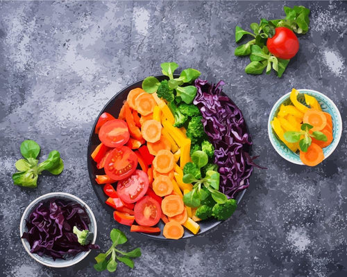 Malen nach Zahlen - Frisch - Gesund - Vegetatisch - Regenbogen