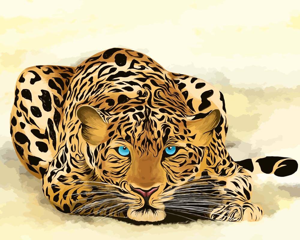 Malen nach Zahlen   Gepard mit blauen Augen