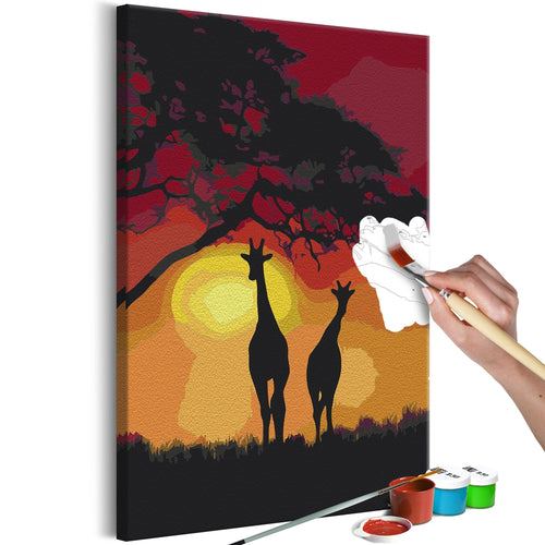 Malen nach Zahlen - Giraffes and Sunset
