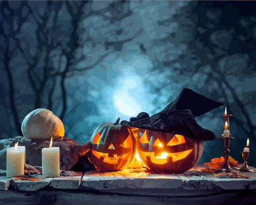 Malen nach Zahlen - Halloween Kürbisse