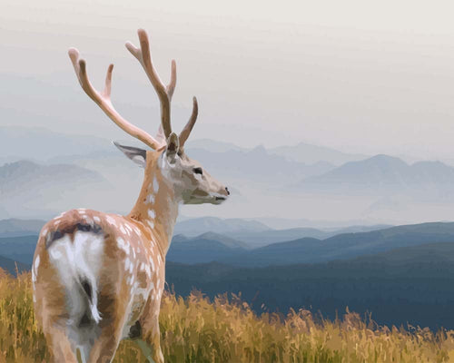 Malen nach Zahlen - Hirsch am Berg