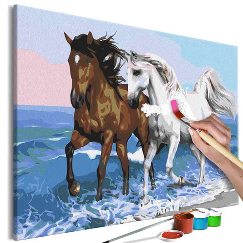 Malen nach Zahlen - Horses at the Seaside