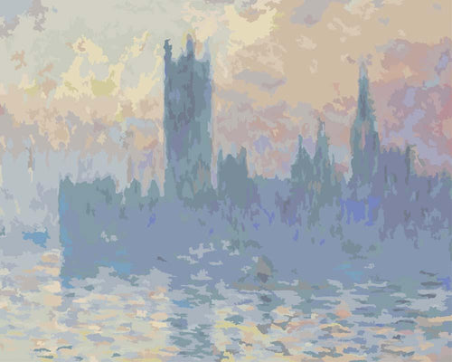 Malen nach Zahlen - Houses of Parliament, Sonnenuntergang - Claude Monet
