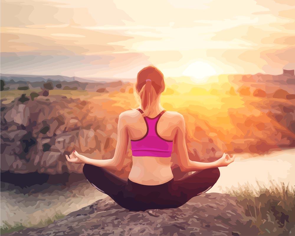 Malen nach Zahlen   Junge Frau Yoga Meditation