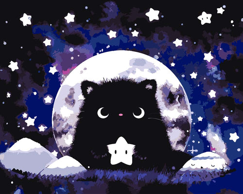 Malen nach Zahlen - Kater Moo - Falling Stars - by Tiny Tami