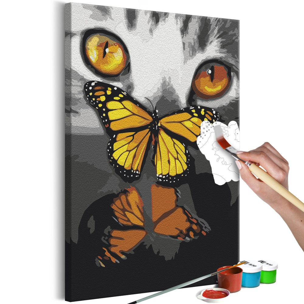 Malen nach Zahlen   Kitten and Butterfly