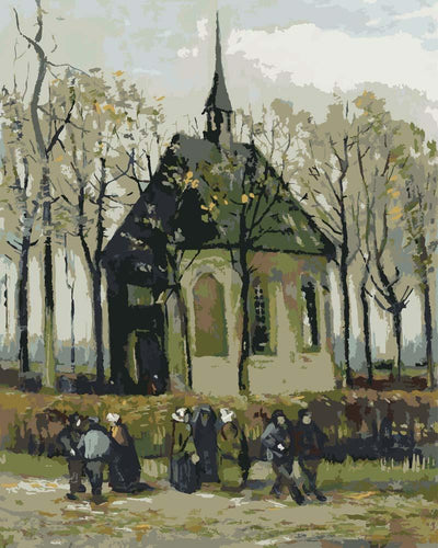Malen nach Zahlen - Kongregation verlässt die reformierte Kirche in Nuenen - Vincent van Gogh