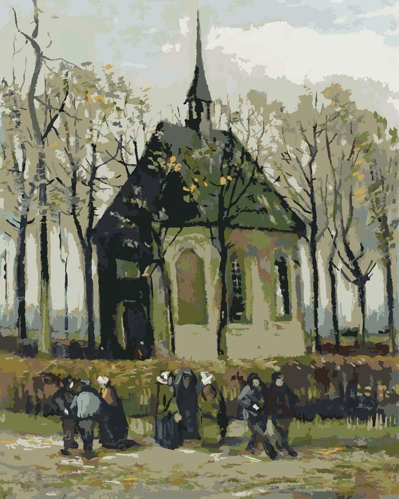 Malen nach Zahlen   Kongregation verlässt die reformierte Kirche in Nuenen   Vincent van Gogh