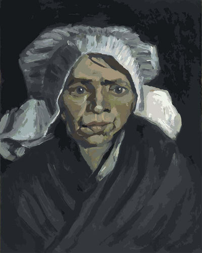 Malen nach Zahlen - Kopf einer Bäuerin mit weißer Haube - Vincent van Gogh