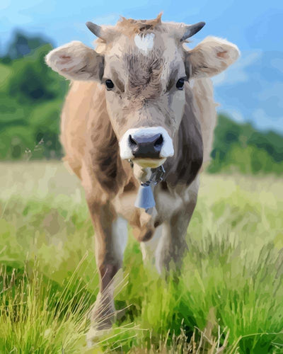 Malen nach Zahlen - Kuh auf der Wiese