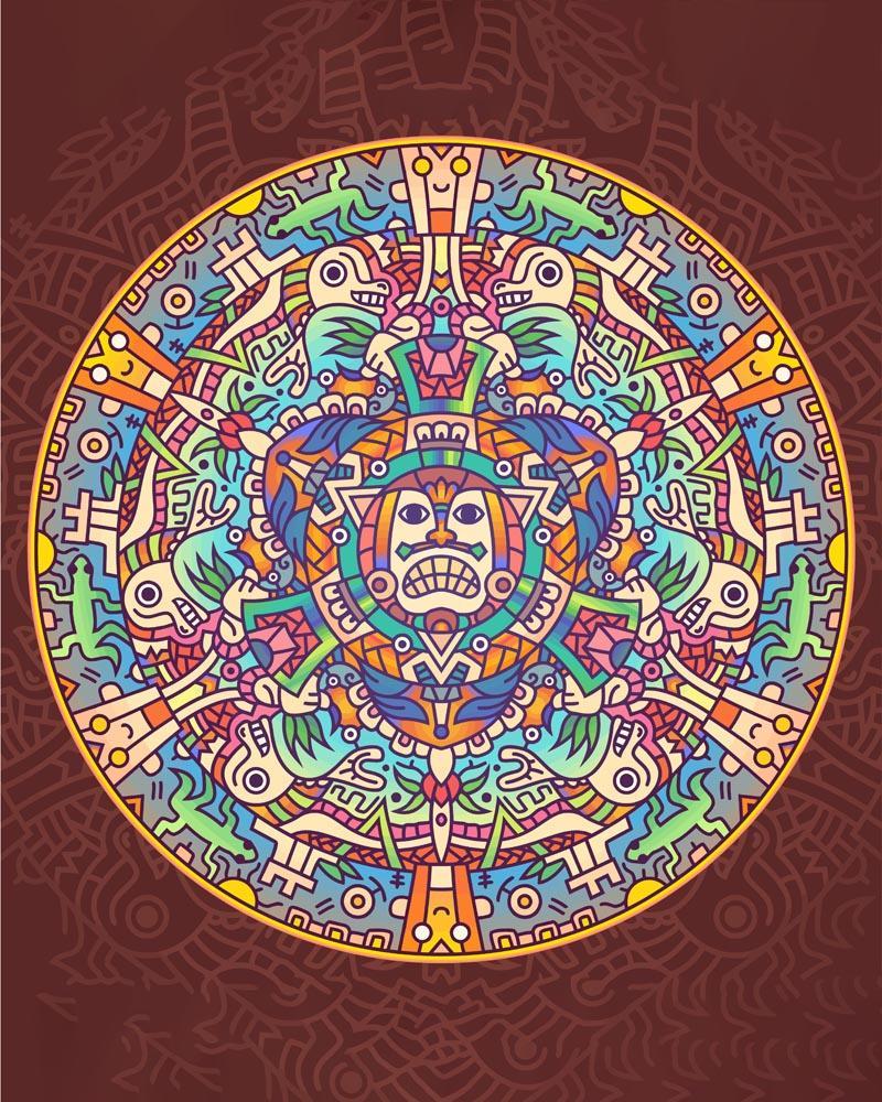 Malen nach Zahlen   Mandala   Aztekischer Farbverlauf