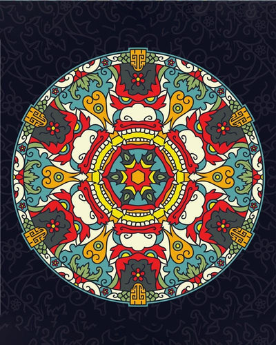 Malen nach Zahlen - Mandala - Chinesische Farben