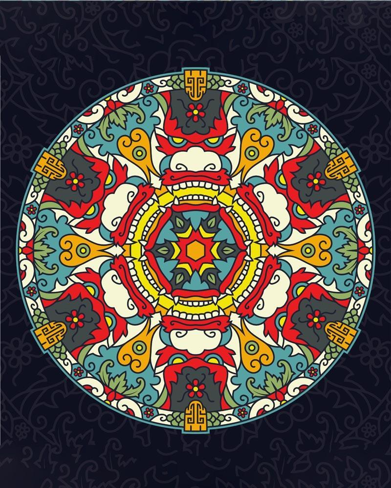 Malen nach Zahlen   Mandala   Chinesische Farben