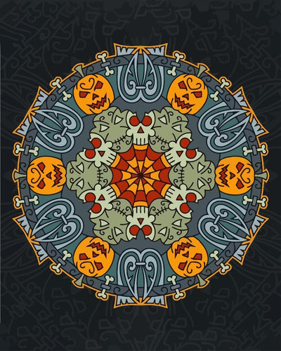 Malen nach Zahlen - Mandala - Halloweenfarben
