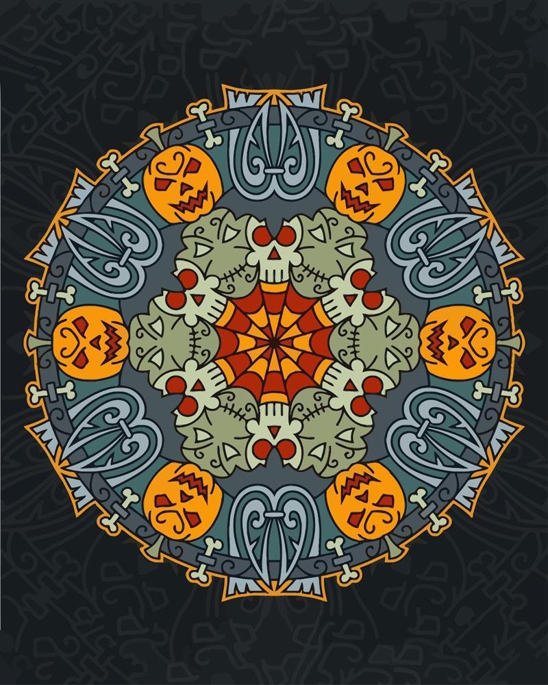 Malen nach Zahlen   Mandala   Halloweenfarben