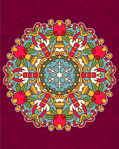 Malen nach Zahlen - Mandala - Weihnachtsfarben