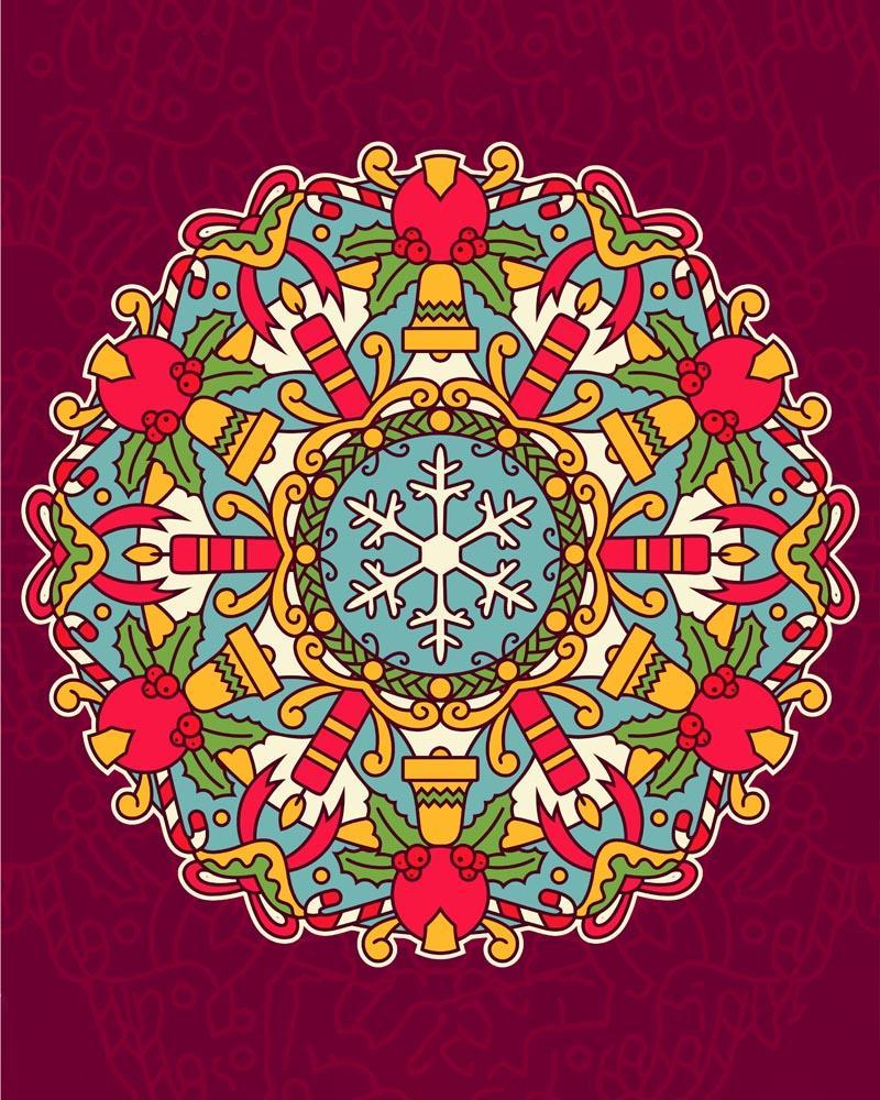 Malen nach Zahlen   Mandala   Weihnachtsfarben