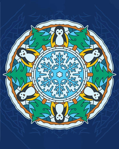 Malen nach Zahlen - Mandala - Winterfarben