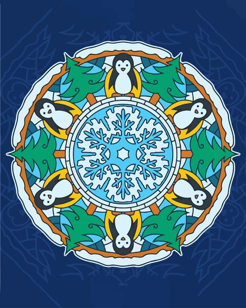Malen nach Zahlen   Mandala   Winterfarben