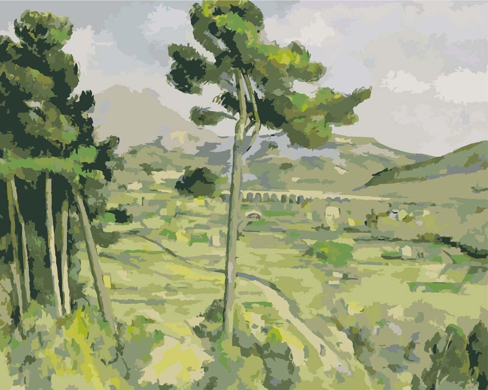 Malen nach Zahlen   Mont Sainte Victoire und das Viadukt des Arc River Valley   Paul Cezanne