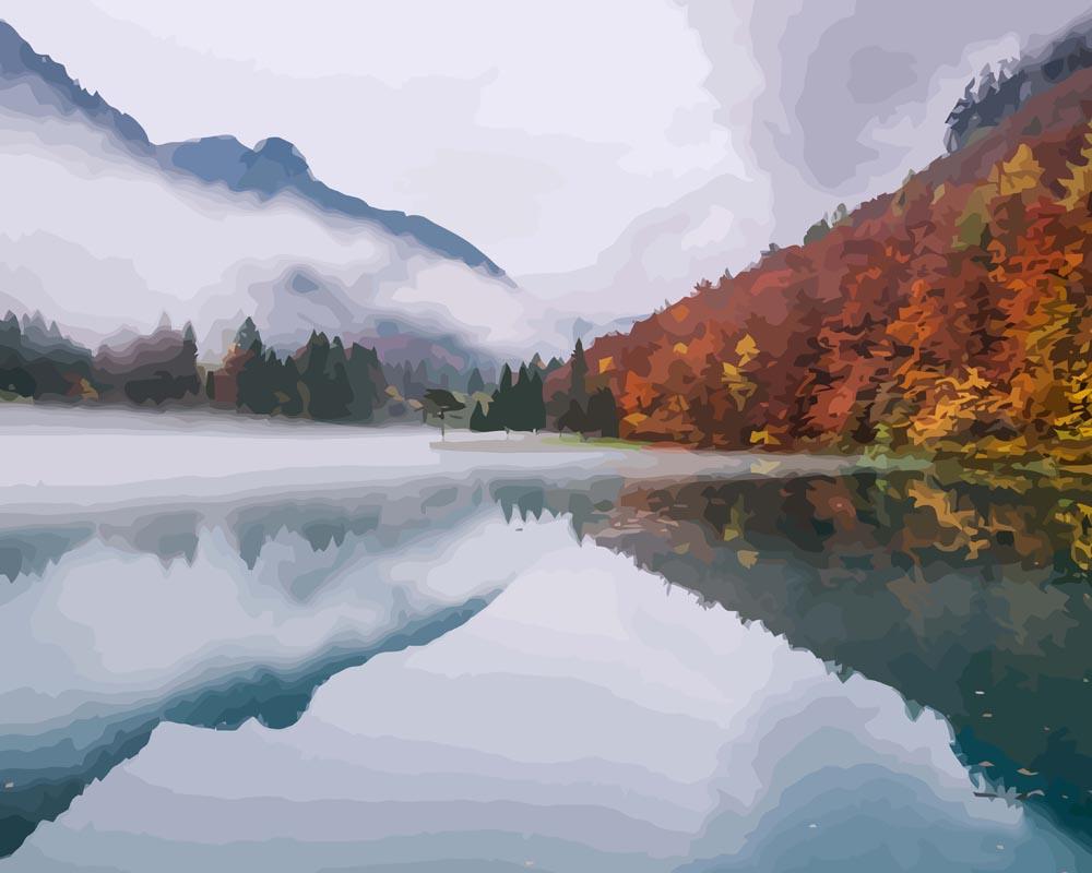 Malen nach Zahlen   Nebliger Herbsttag am Smaragd See