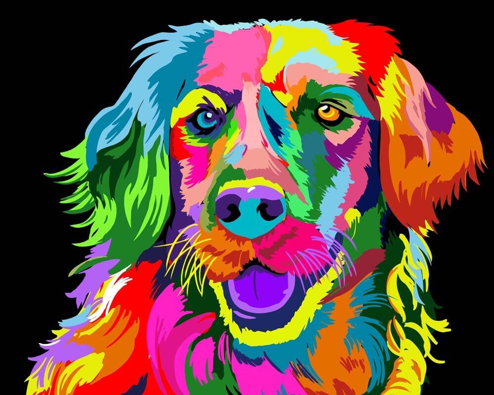 Malen nach Zahlen   Neon Hund Portrait