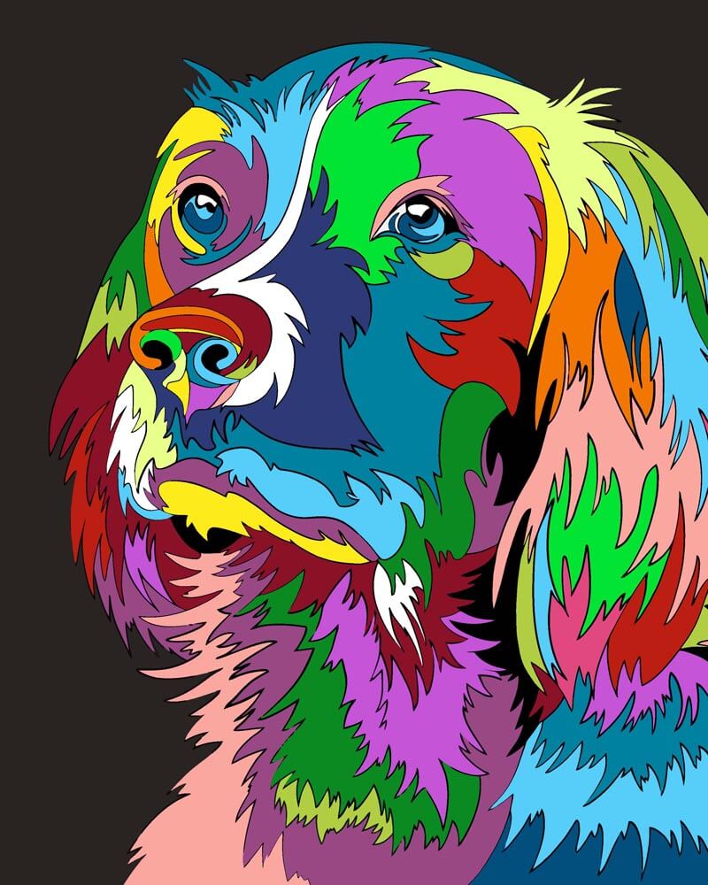 Malen nach Zahlen   Neon Hund