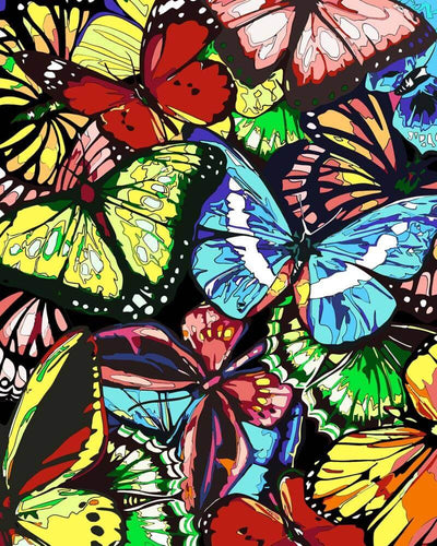 Malen nach Zahlen - Neon Schmetterlinge