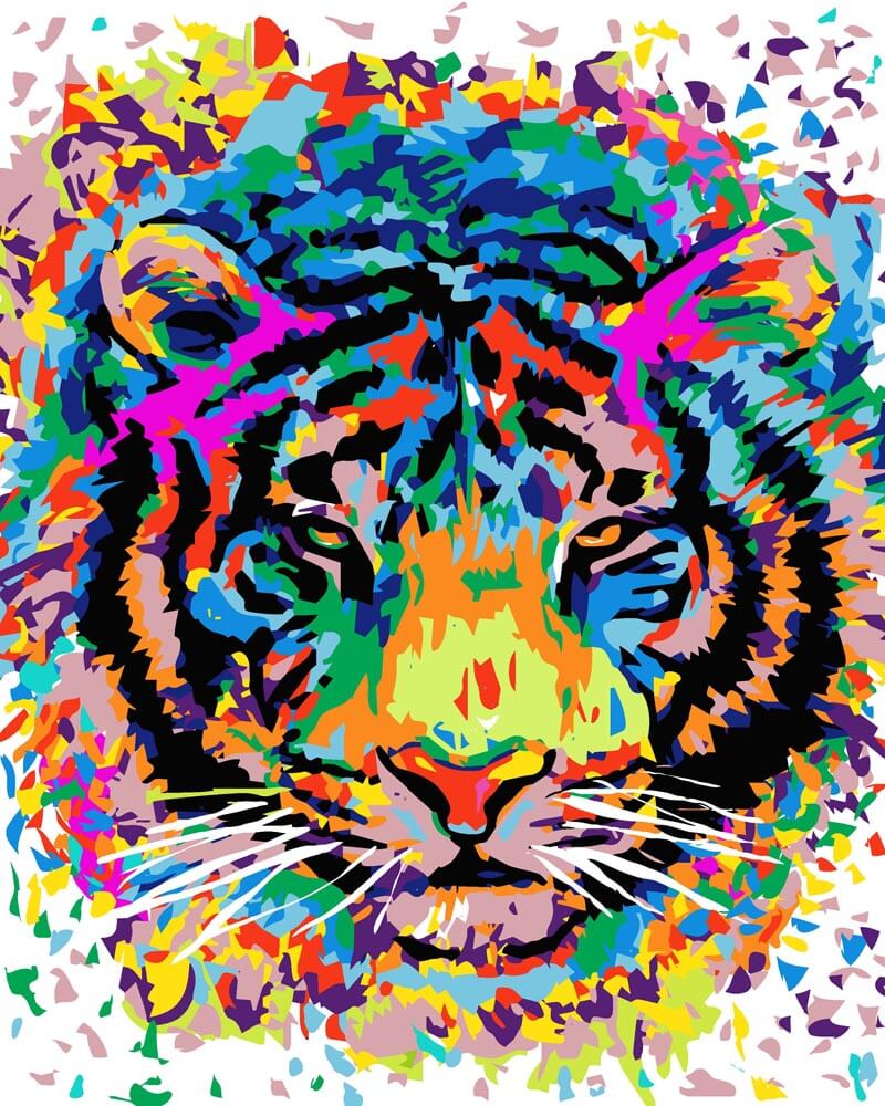 Malen nach Zahlen   Neon Tigerbild