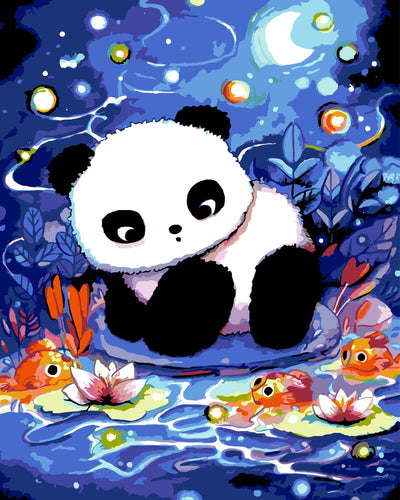 Malen nach Zahlen - Panda am Koi Teich - by Tiny Tami