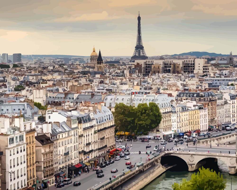 Malen nach Zahlen   Paris Skyline mit Eiffelturm